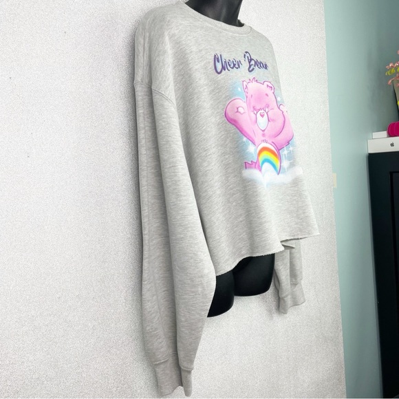 Care Bears NWT Cheer Bear Oversized Crop Top Style Pull-on Crew Neck Sweatshirt - Picture 5 of 12